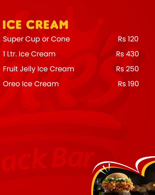 Kaybee's Snack Bar menu