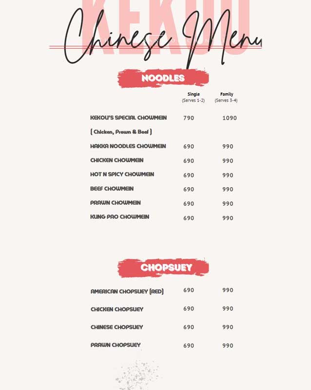 Kekou menu
