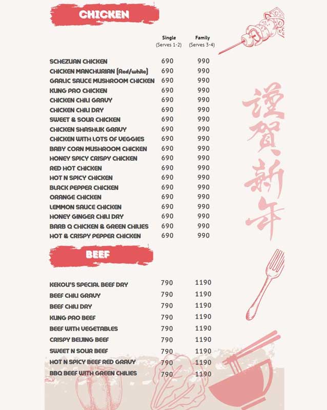 Kekou menu