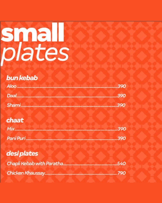 Khaadi Kafe menu