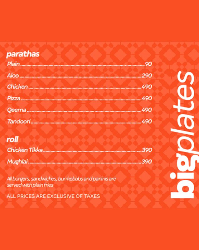 Khaadi Kafe menu