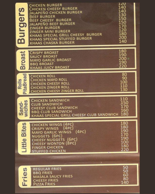 Khaas Caterers menu
