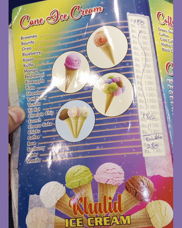 Khalid Ice Cream & B.B.Q menu