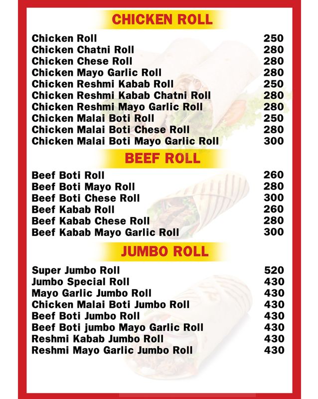 Khan Jee Restaurant menu