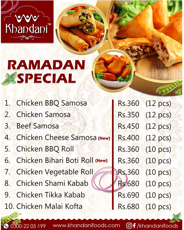 Khandanifoods menu