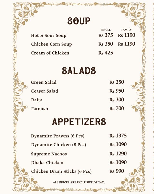 Khansaab menu