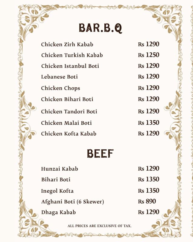 Khansaab menu
