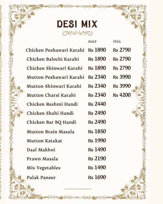 Khansaab menu