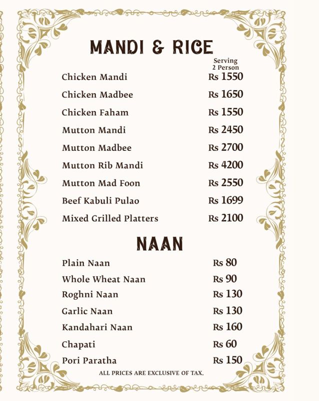 Khansaab menu