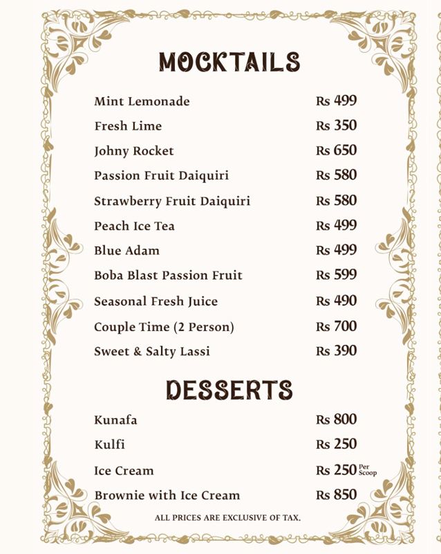 Khansaab menu