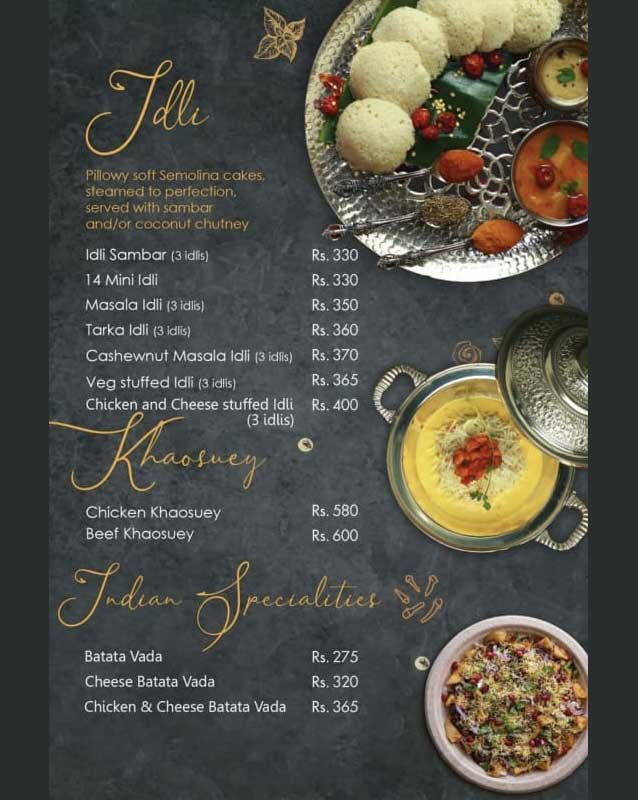 Khao Dosa menu