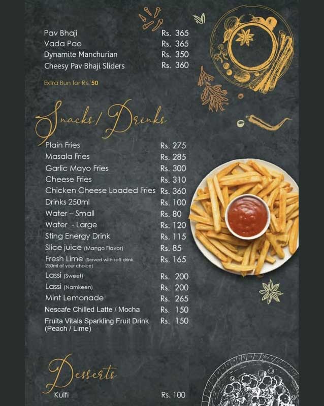Khao Dosa menu