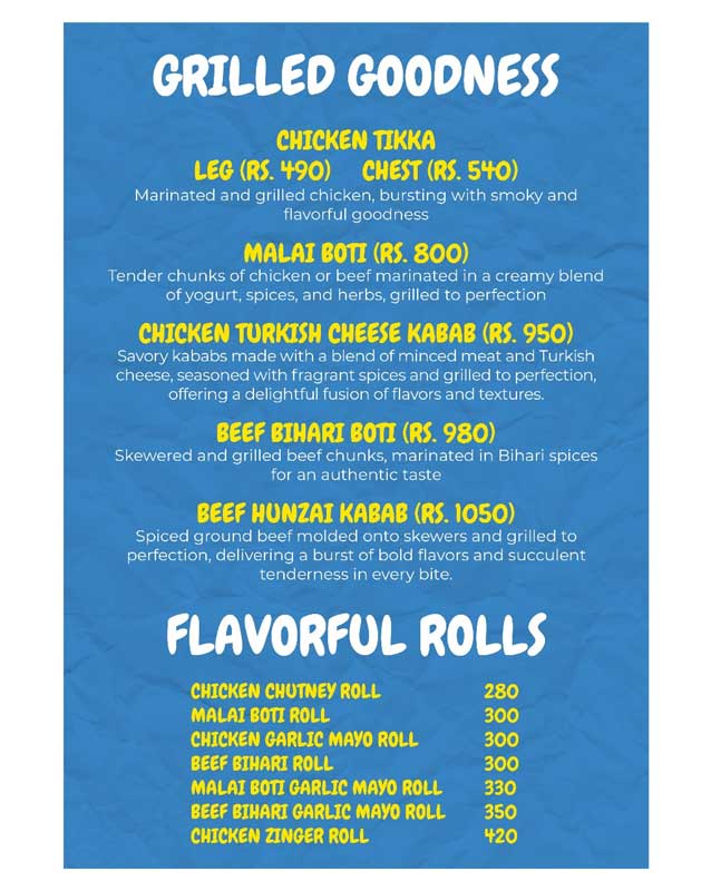Khao Galli menu