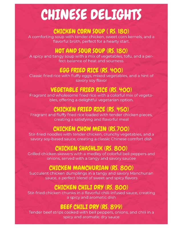 Khao Galli menu