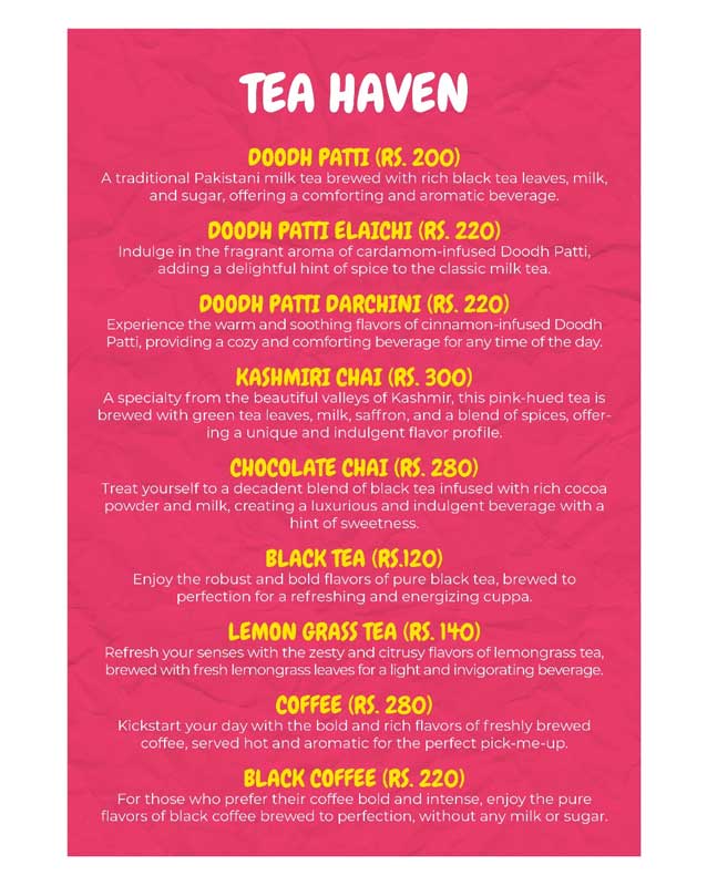 Khao Galli menu