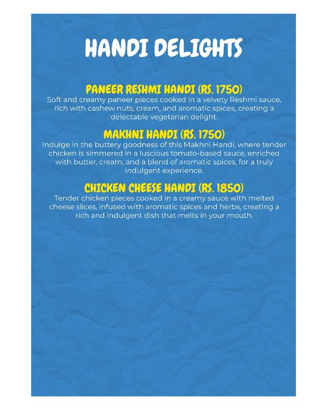 Khao Galli menu