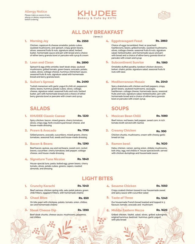 Khudee - Bakery & Cafe by KVTC menu