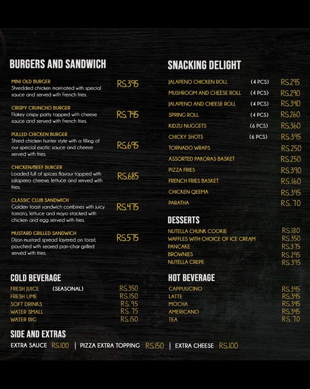 Kidz Town menu