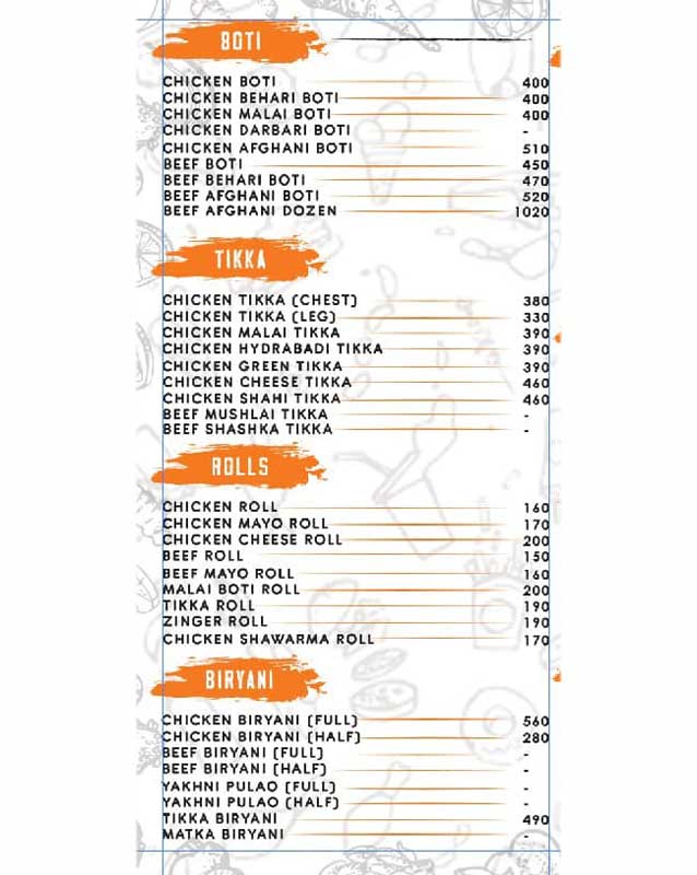King Food & Bar BQ menu