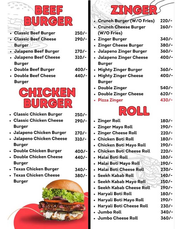King Ice menu