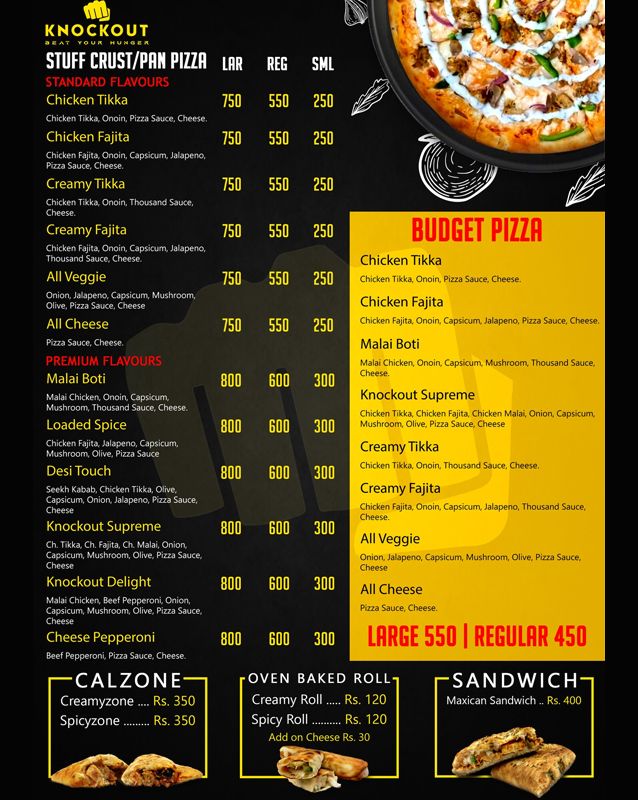 Knockout - The Pizza Tribe menu
