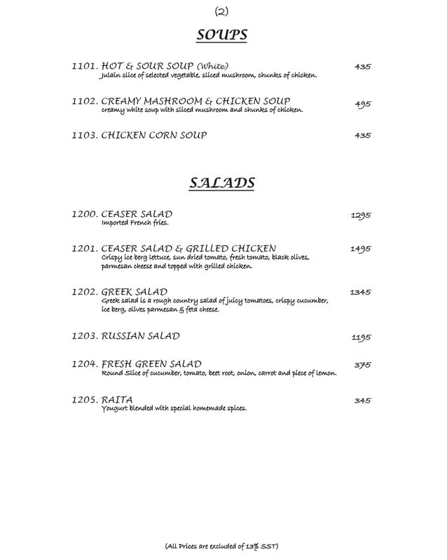Kolachi Restaurant menu