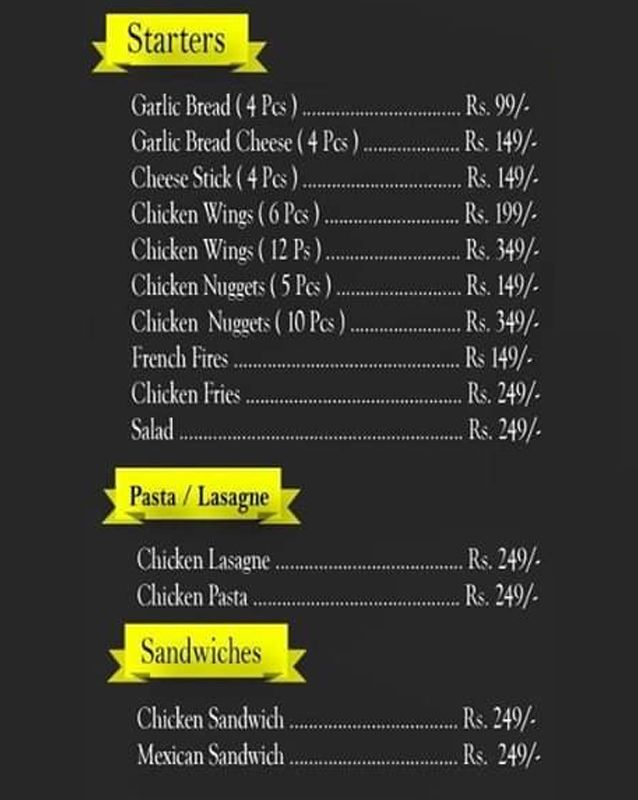 KrossRoad Pizza menu