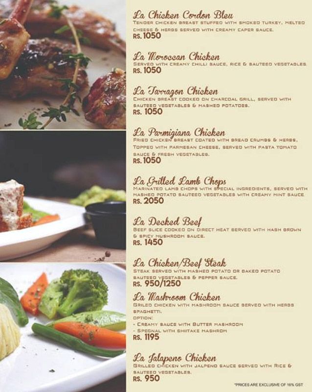 La Dolce menu