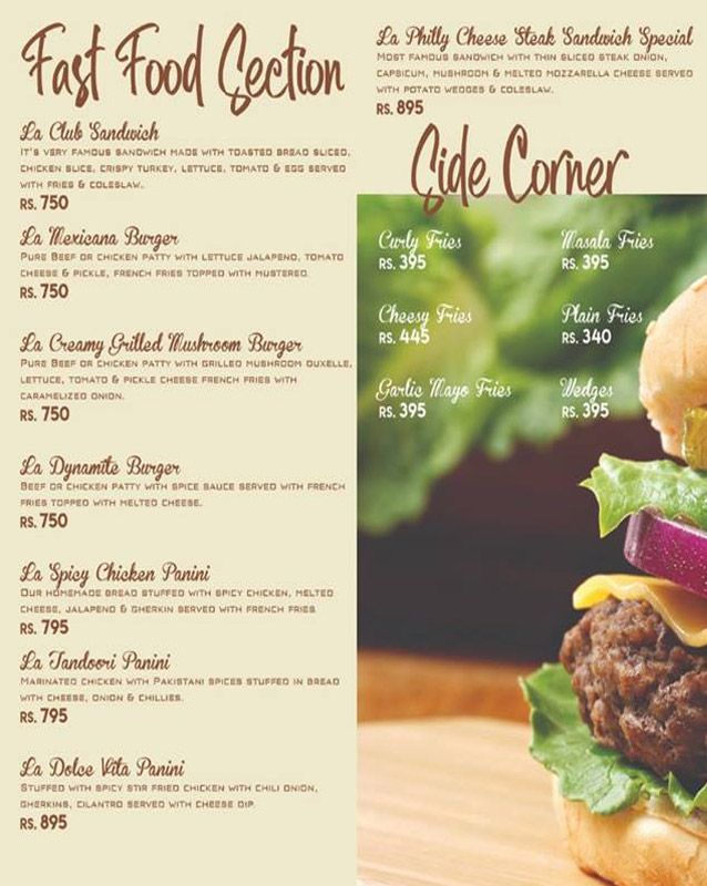 La Dolce menu