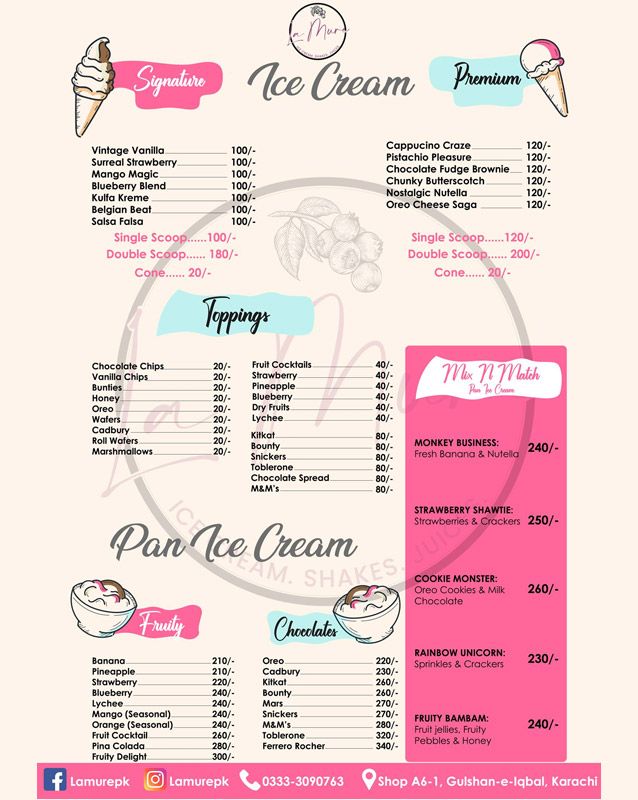 La Mure menu