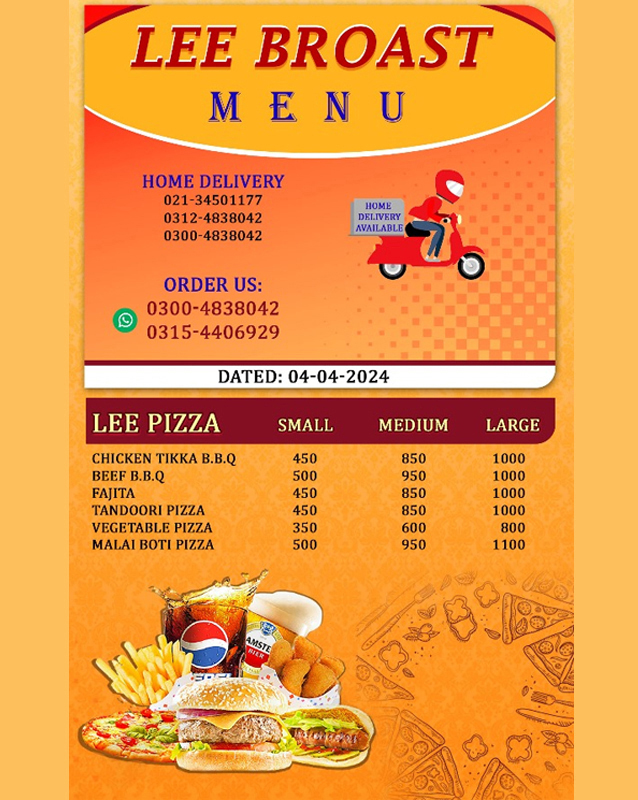 Lee Broast menu
