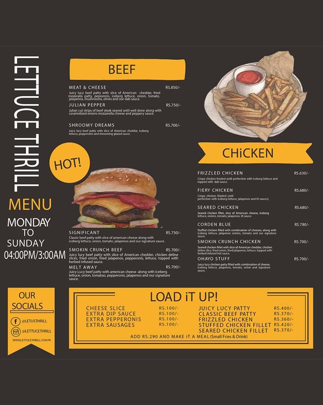 Lettuce Thrill menu