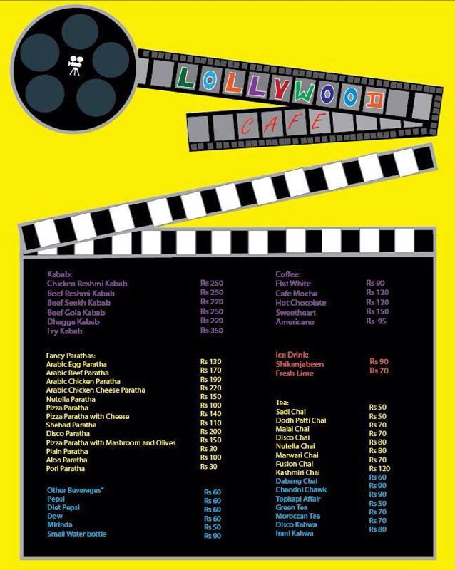 Lollywood Cafe menu