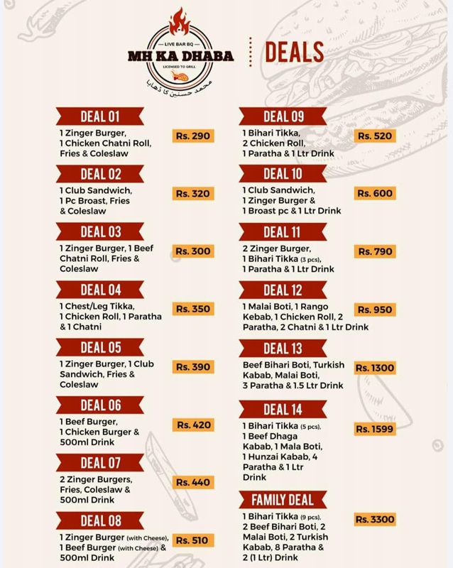 M H ka dhaba menu