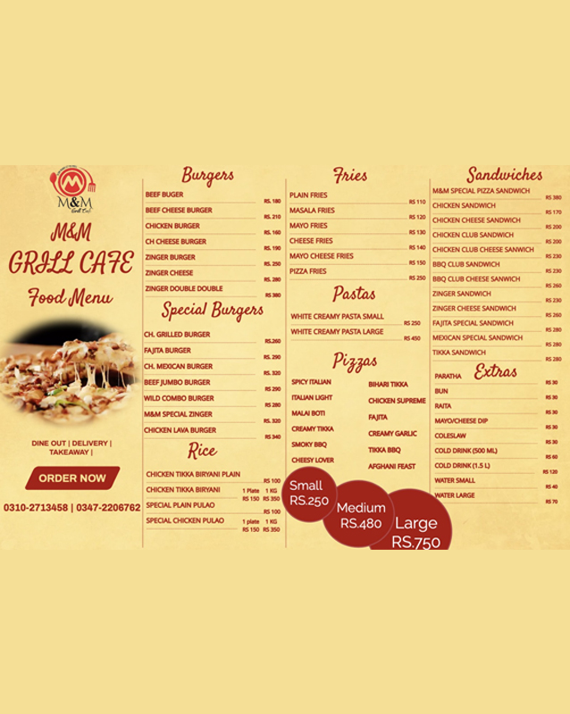 M&M Grill Cafe menu