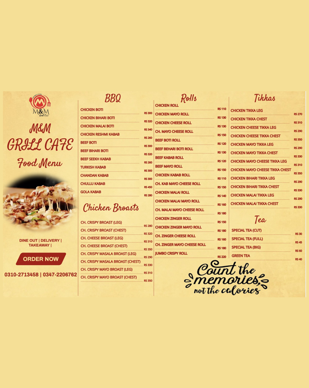 M&M Grill Cafe menu