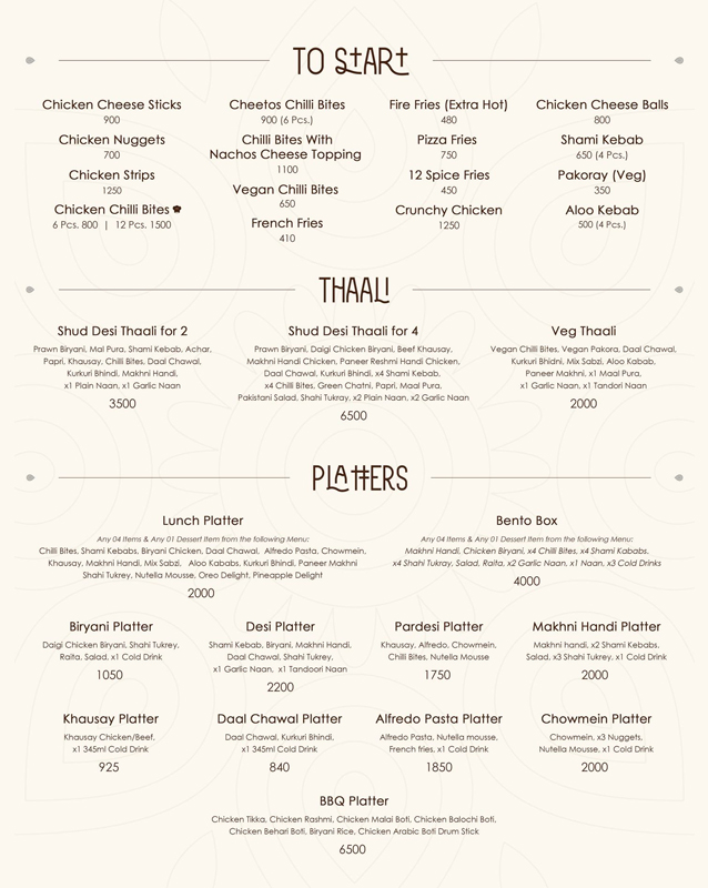 M's Eatery menu