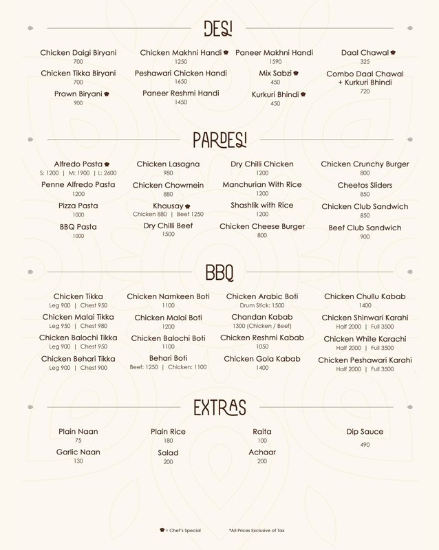 M's Eatery menu