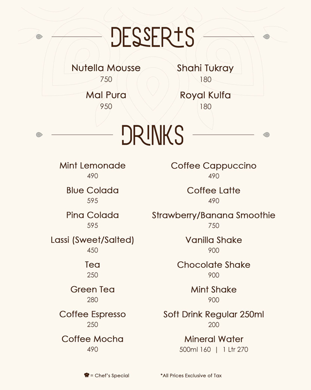 M's Eatery menu