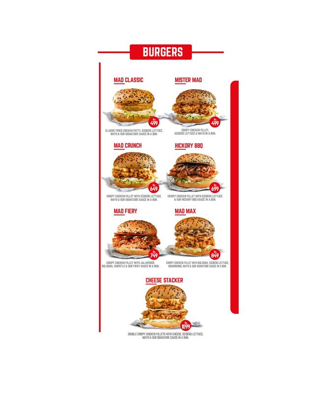 Mad Fried Chicken menu