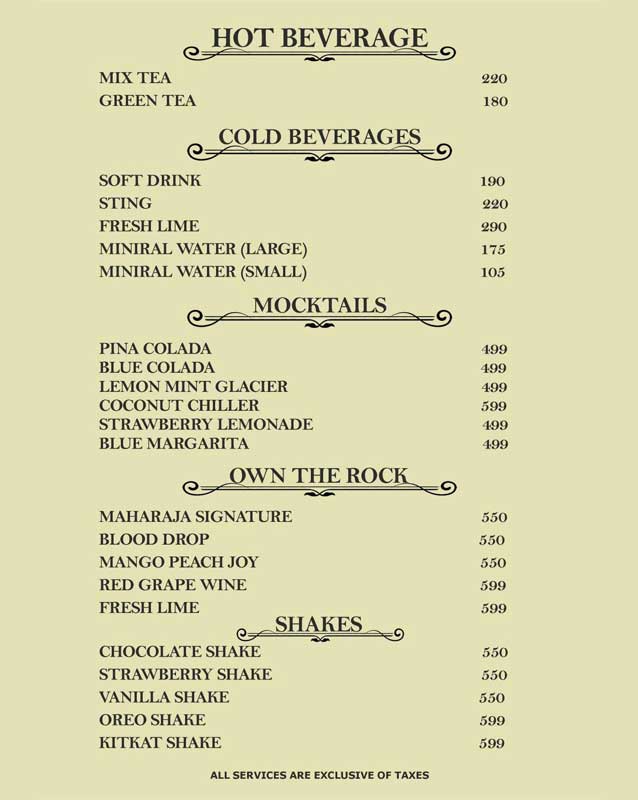 Maharaja menu