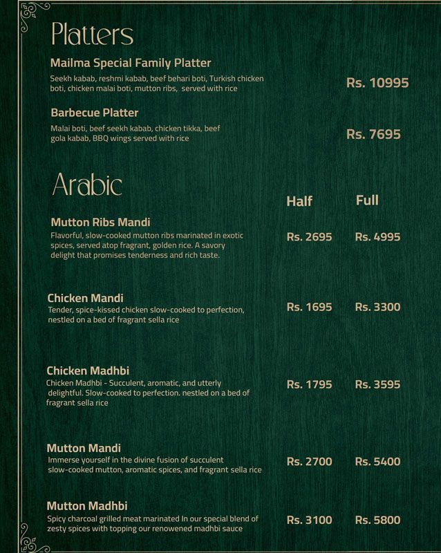 Mailma menu