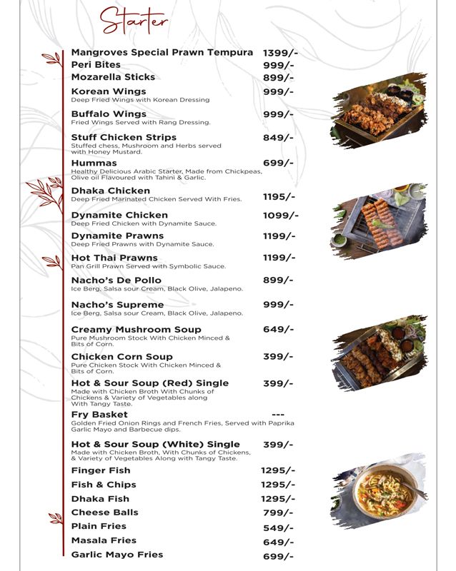 Mangroves – The Ultimate Cuisine menu