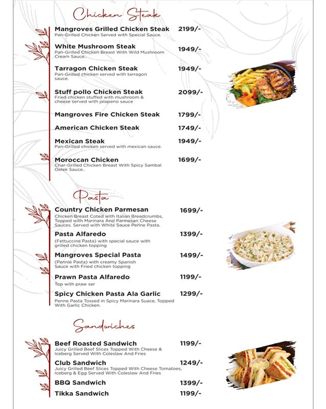 Mangroves – The Ultimate Cuisine menu