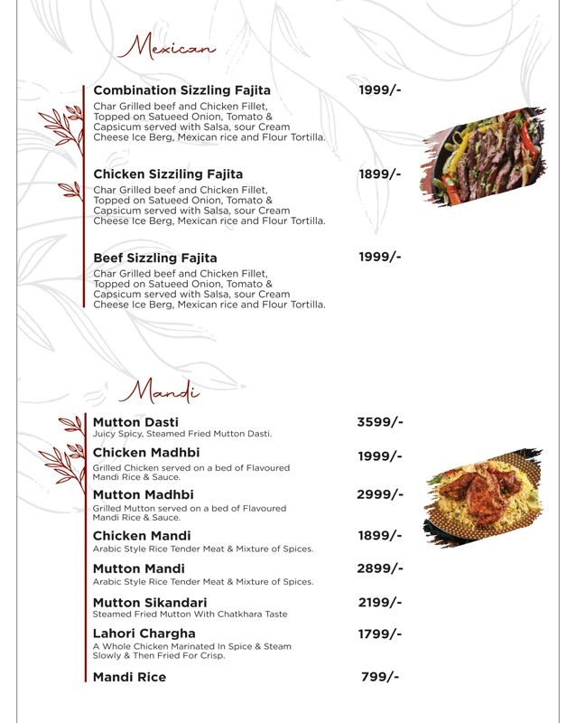 Mangroves – The Ultimate Cuisine menu