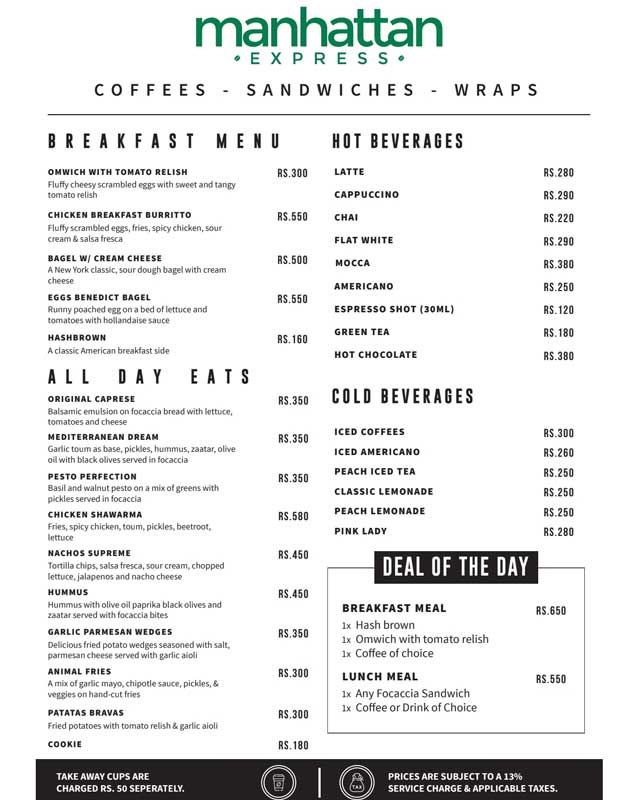Manhattan Express menu