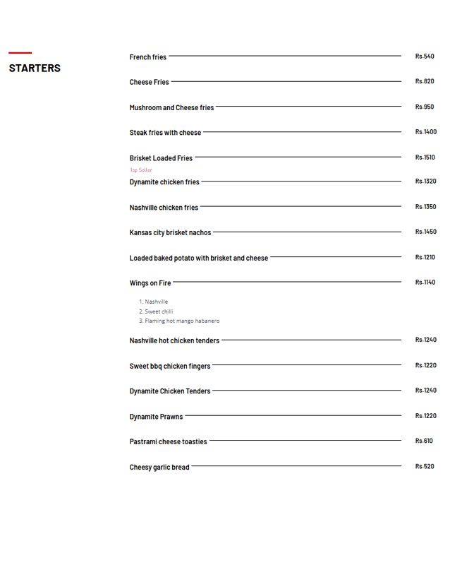 Markhor Smoked Meat menu