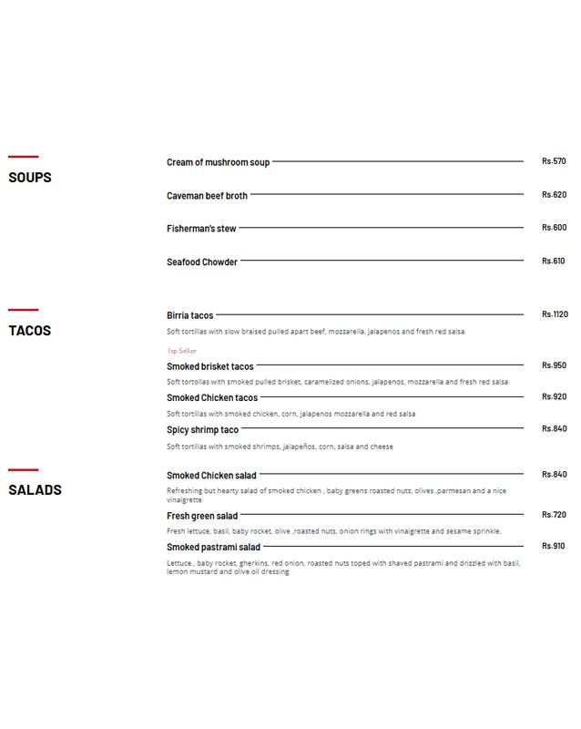Markhor Smoked Meat menu