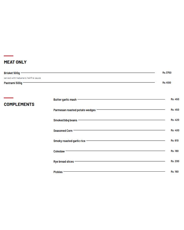 Markhor Smoked Meat menu