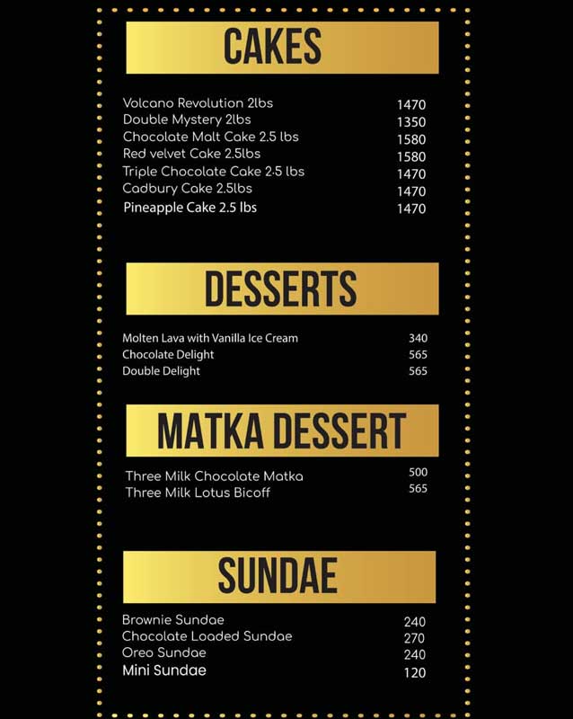 Maryland Desserts menu